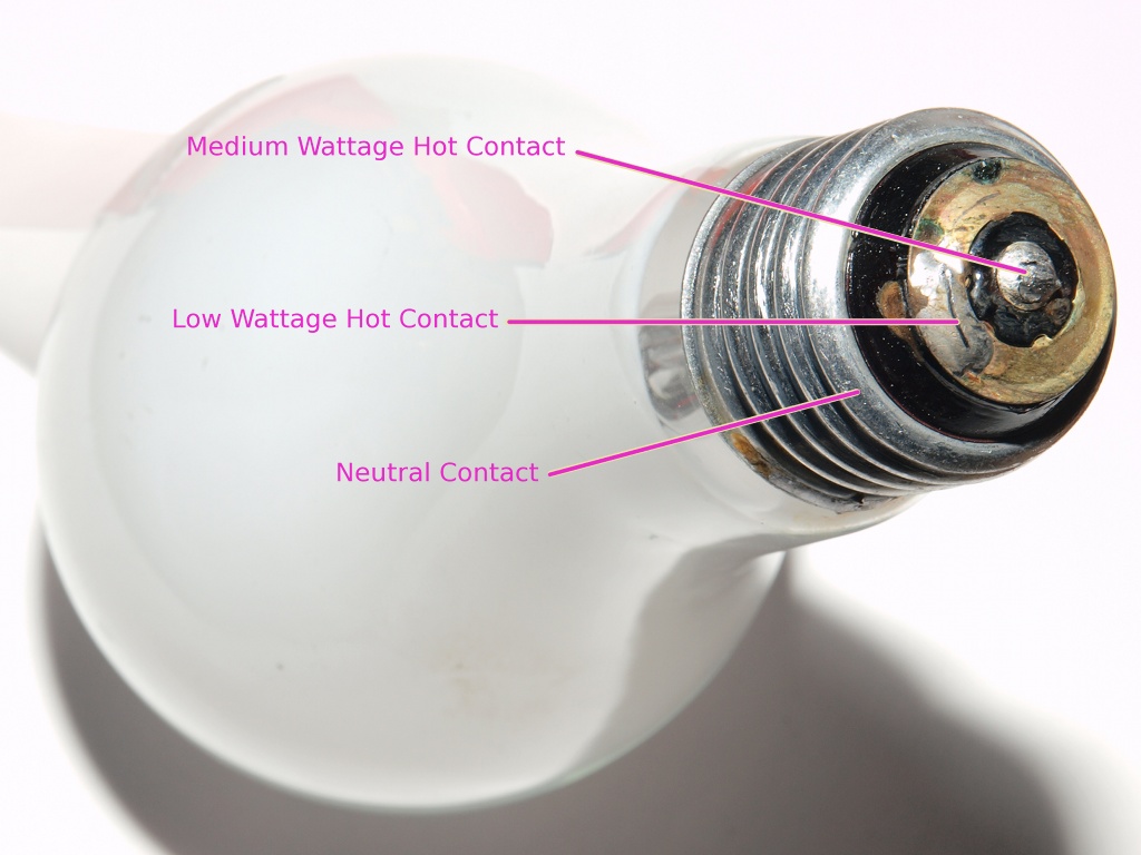 Can you use a normal light bulb in a 3-way socket? - Contacts on 3-way light bulb